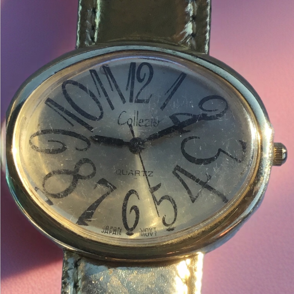 Collezio Gold-Tone Oval Quartz Watch with Cream Dial